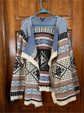 Lisa International 2X Open Knitted Sweater Geometric Patterns